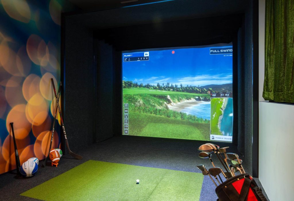 The full-swing golf simulator at Flanker Kitchen + Sporting Club.