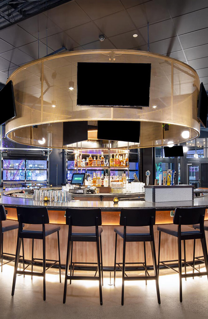 Bar seating at Flanker Kitchen + Sporting Club.