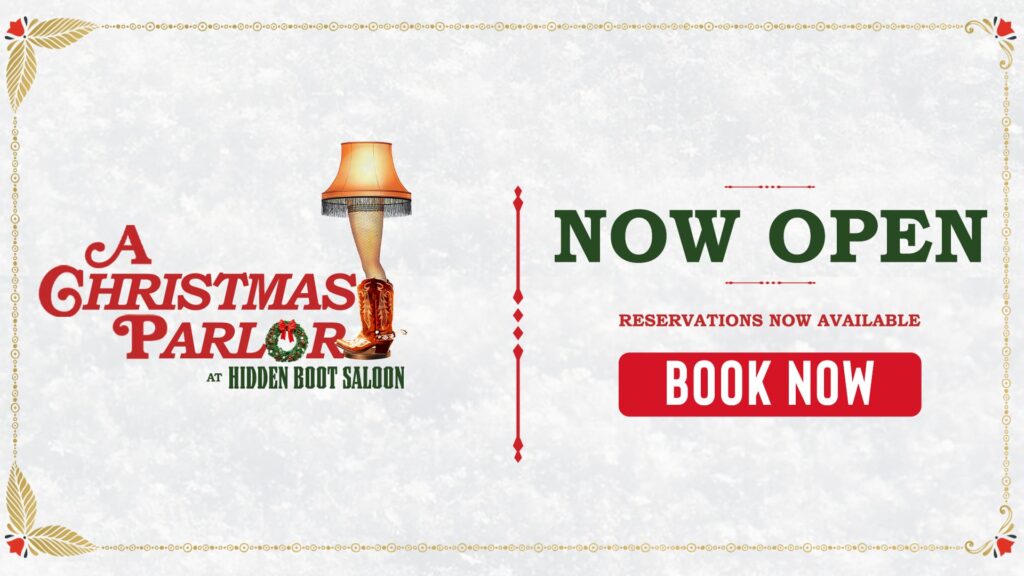 Flanker Salt Lake City promo for “A Christmas Parlor at Hidden Boot Saloon” with vintage decor and reservations opening Thursday, November 13.
