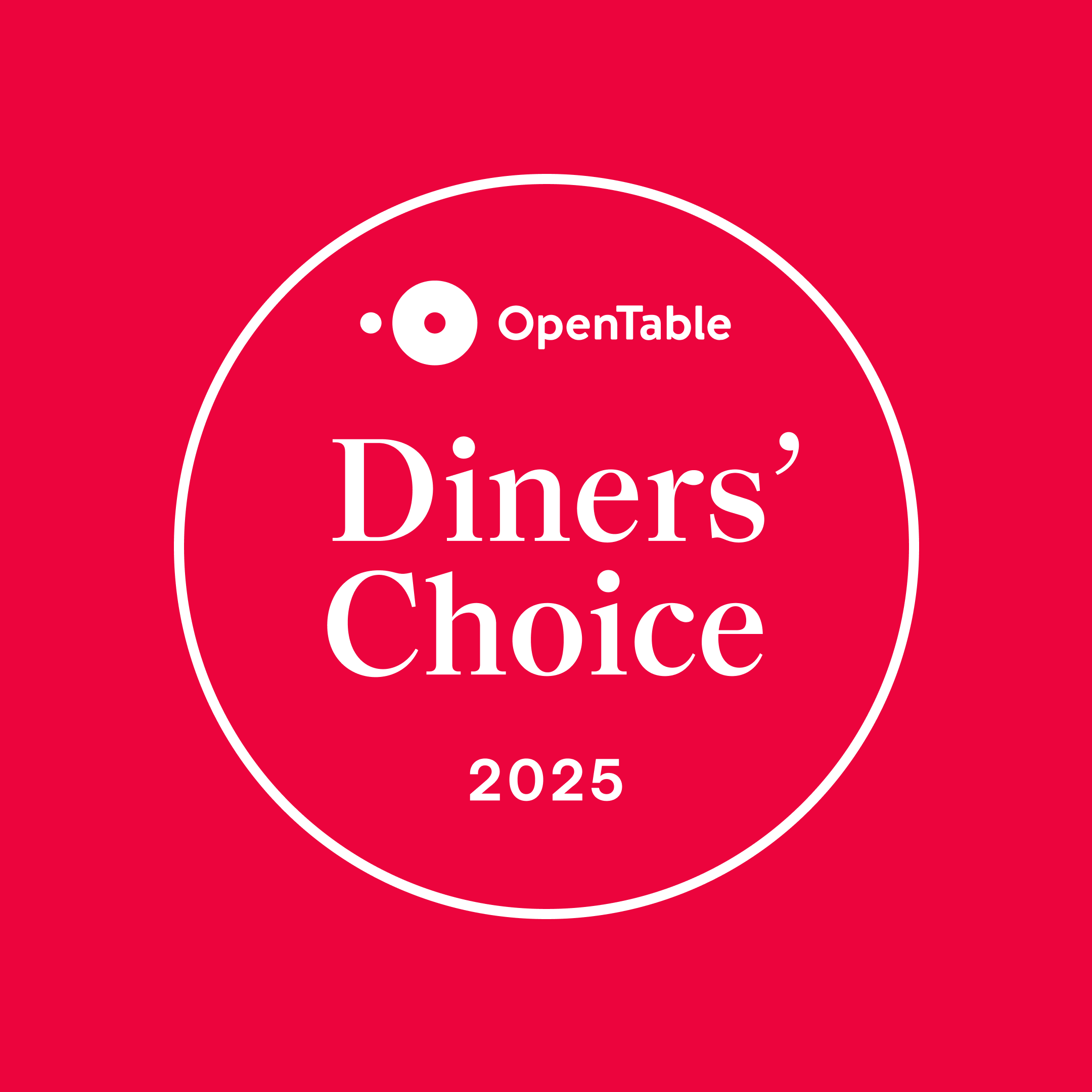 OpenTable Diners’ Choice 2025 award badge